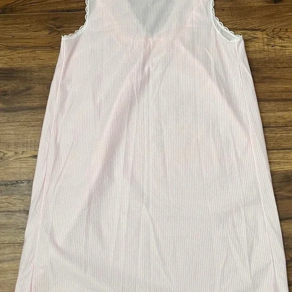 Vintage Pink White Striped Nightgown Women Large Cottagecore 90s Coquette Fairy - Picture 5 of 6